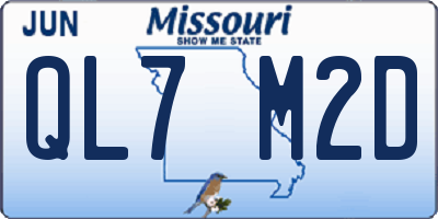 MO license plate QL7M2D