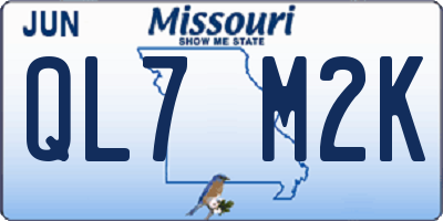 MO license plate QL7M2K