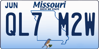 MO license plate QL7M2W