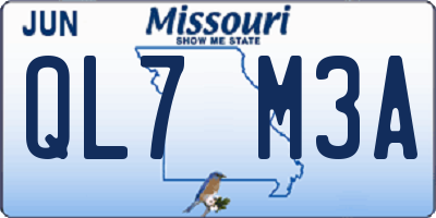 MO license plate QL7M3A