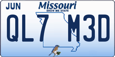 MO license plate QL7M3D