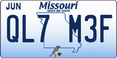 MO license plate QL7M3F