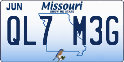MO license plate QL7M3G