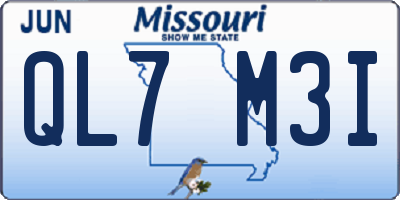 MO license plate QL7M3I