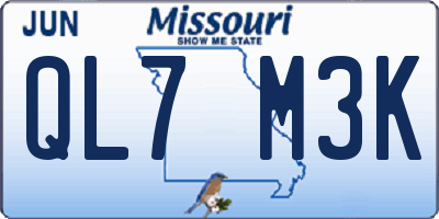 MO license plate QL7M3K