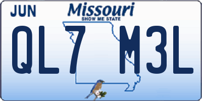 MO license plate QL7M3L