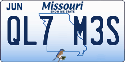 MO license plate QL7M3S