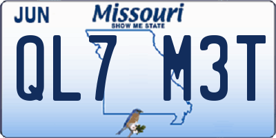 MO license plate QL7M3T