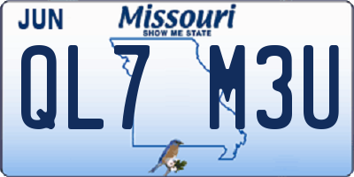 MO license plate QL7M3U