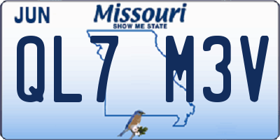 MO license plate QL7M3V