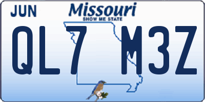 MO license plate QL7M3Z
