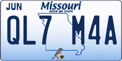 MO license plate QL7M4A