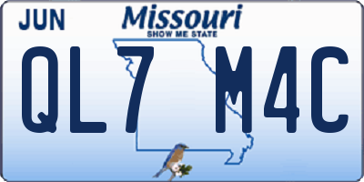 MO license plate QL7M4C