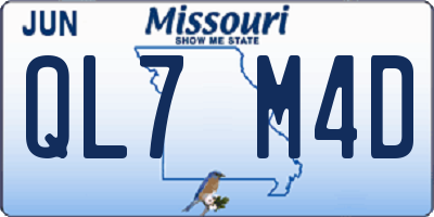 MO license plate QL7M4D