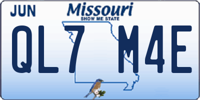 MO license plate QL7M4E