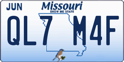 MO license plate QL7M4F