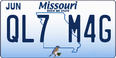 MO license plate QL7M4G