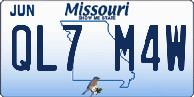 MO license plate QL7M4W
