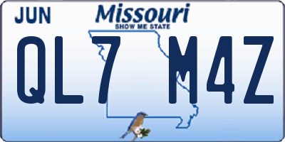 MO license plate QL7M4Z