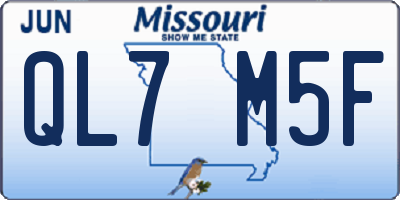 MO license plate QL7M5F