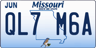 MO license plate QL7M6A