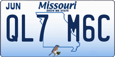 MO license plate QL7M6C