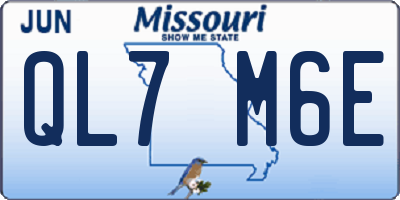 MO license plate QL7M6E