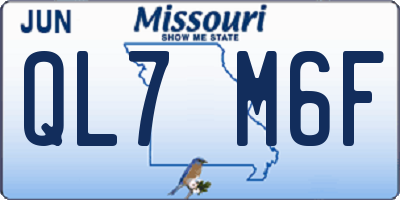 MO license plate QL7M6F