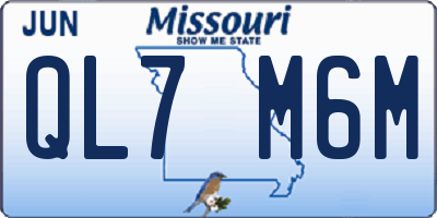 MO license plate QL7M6M