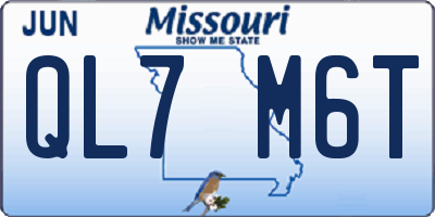MO license plate QL7M6T
