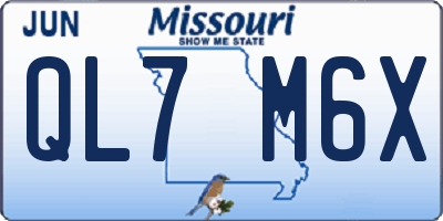MO license plate QL7M6X