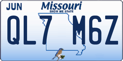 MO license plate QL7M6Z