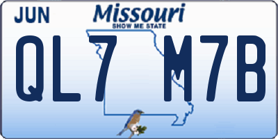 MO license plate QL7M7B