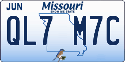 MO license plate QL7M7C