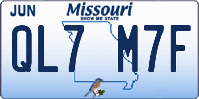 MO license plate QL7M7F