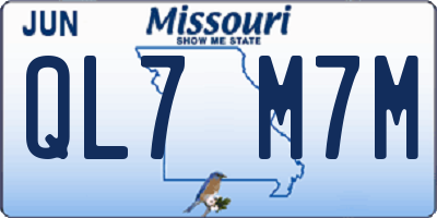 MO license plate QL7M7M