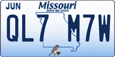 MO license plate QL7M7W