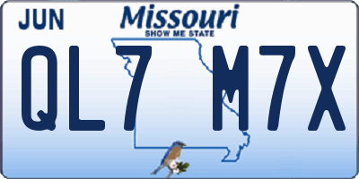 MO license plate QL7M7X