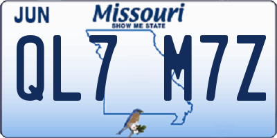MO license plate QL7M7Z