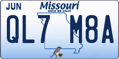 MO license plate QL7M8A