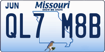 MO license plate QL7M8B