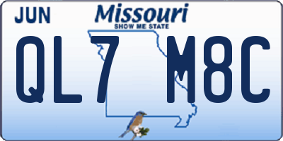 MO license plate QL7M8C