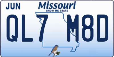 MO license plate QL7M8D