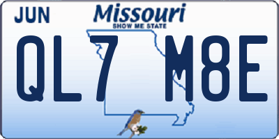 MO license plate QL7M8E