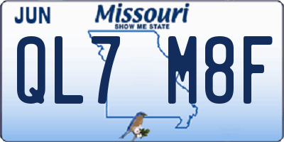 MO license plate QL7M8F