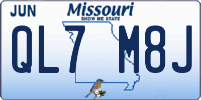 MO license plate QL7M8J