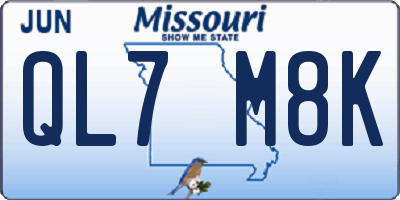 MO license plate QL7M8K