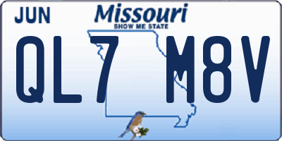 MO license plate QL7M8V