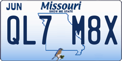 MO license plate QL7M8X