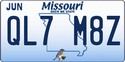 MO license plate QL7M8Z